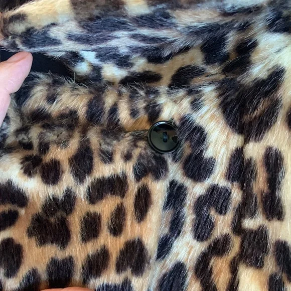 Vintage 60s Leopard Peacoat faux Fur size large 12 14 - Picture 8 of 14